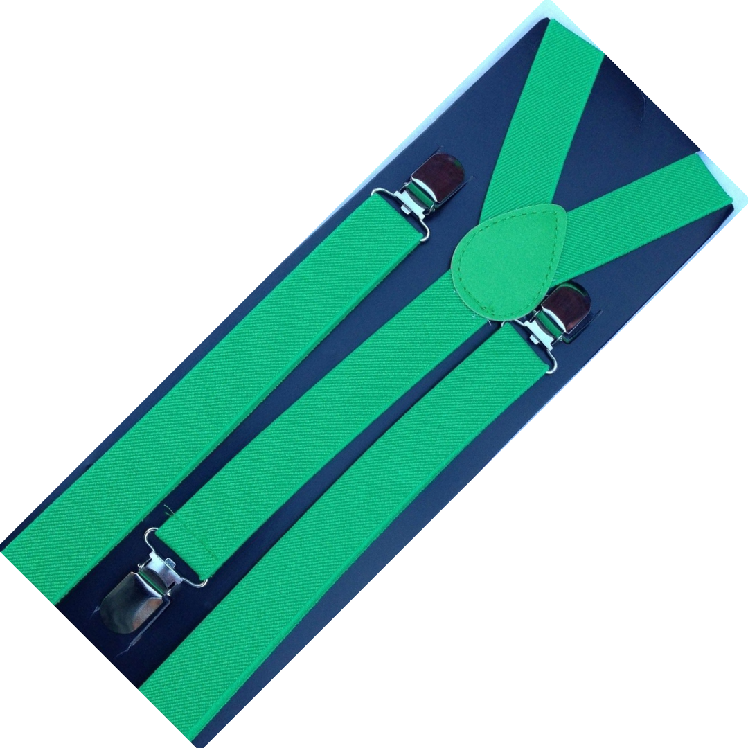 Adjustable Green Men's Clip-On Suspenders Braces - 2 Pack for Formal Events
