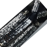 Adjustable Silver Sequin Men's Suspenders - 2-Pack Formal Braces for Weddings and Parties - Side View