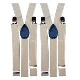 2x Mens Suspenders Braces Adjustable Strong Clip On Elastic Formal Wedding Slim - Sand - Front View