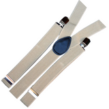 2x Mens Suspenders Braces Adjustable Strong Clip On Elastic Formal Wedding Slim - Sand - Side View