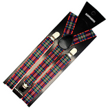 Tartan 2 Adjustable Men's Clip-On Suspenders - Strong Elastic Braces for Formal Events and Weddings - Side View