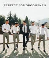 Adjustable 2-Pack Men's Clip-On Suspenders - Slim White Elastic Braces for Formal Occasions - Top-Down View