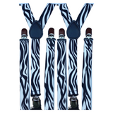 Adjustable Zebra Print Men's Suspenders - 2-Pack Slim Braces for Formal Events and Weddings - Front View