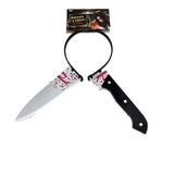 HALLOWEEN Prank Fake Knife Through Head Horror Scary Headband Costume Party Joke - Side View