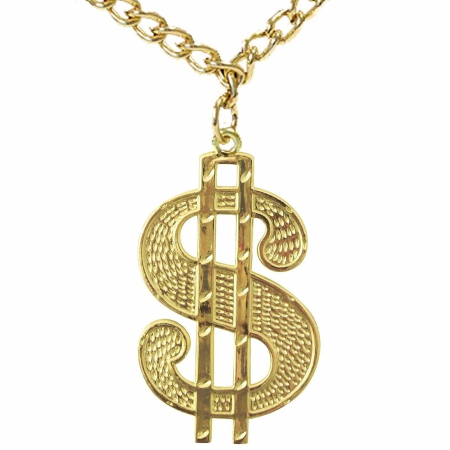 Bold 10cm Gold Chain Necklace with Faux Dollar Sign  Retro 90s Hip Hop Vibe