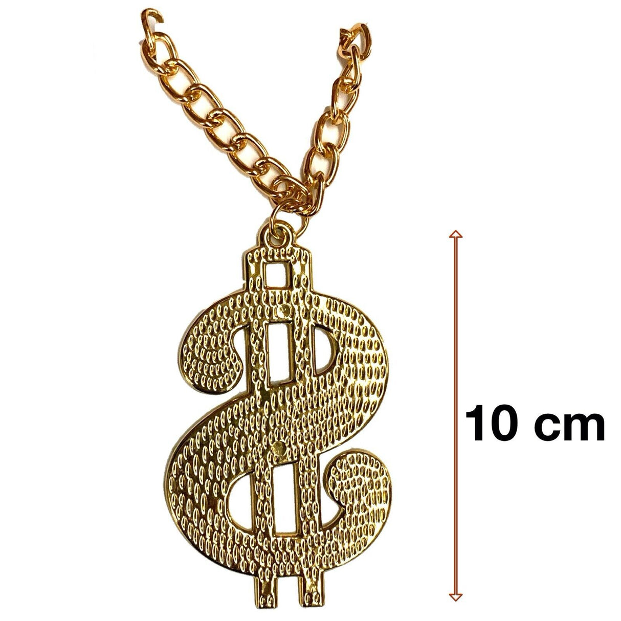 Bold 10cm Gold Chain Necklace with Faux Dollar Sign  Retro 90s Hip Hop Vibe
