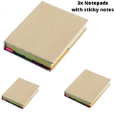 3x Post It Notebook Journal Sketchbook Pad Notepad Note Book - Beige - Front View