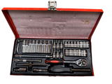 37-Piece Chrome Vanadium Ratchet Socket & Screwdriver Bit Set with Extension in Steel Box