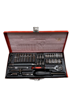 37-Piece Chrome Vanadium Ratchet Socket & Screwdriver Bit Set with Extension in Steel Box
