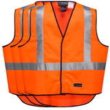 3x HUSKI Hi Vis Patrol Vest 3M Tape Safety Workwear High Visibility Bulk - Orange - M - Front View
