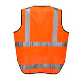 3x HUSKI Hi Vis Patrol Vest 3M Tape Safety Workwear High Visibility Bulk - Orange - M - Top-Down View