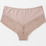 3x Womens Lace Boyshort Boyleg Full Briefs Underwear Undies in Beige - 10
