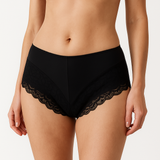3x Womens Lace Boyshort Boyleg Full Briefs Underwear Undies in Black - 12 - Front View