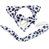 Polka Dot 3-Piece Animal Costume Ensemble with Bow Tie, Tail, and Ears for Dress-Up Events