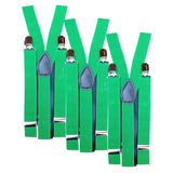3x Mens Suspenders Braces Adjustable Strong Clip On Elastic Formal Wedding Slim - Dark Green - Front View