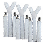 3-Pack Adjustable Men's Elastic Suspenders - White Sequin Finish for Formal Events and Weddings - Front View