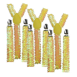 Yellow Sequin 3-Pack Men's Adjustable Clip-On Suspenders for Formal Events