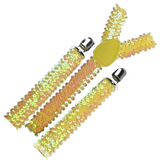 Yellow Sequin 3-Pack Men's Adjustable Clip-On Suspenders for Formal Events - Side View
