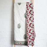 Kolka Kaner Coverlet Bedspread Quilt Bed Doona - Ruby (Queen 210cm x 210cm Size) - Side View