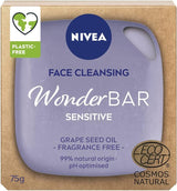 Nivea Face Cleansing Wonder Bar Sensitive Grape Seed Oil Fragrance Free 75g - Front View