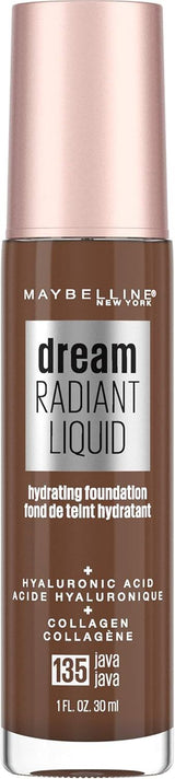 Maybelline Dream Radiant Liquid Hydrating Foundation with Hyaluronic Acid - Java 135, Java - 45-Degree Angle