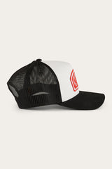 Ringers Western Wheatbelt Trucker Baseball Cap Hat in White/Red - Top-Down View