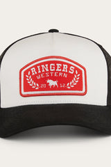 Ringers Western Wheatbelt Trucker Baseball Cap Hat in White/Red - Rear View