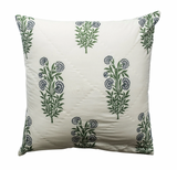 Kolka Iris Quilted Euro Sham Set Super Quality Cotton Quilted Front - Green - Front View
