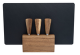 4pc Euroline Slate Wooden 30cm Cheese Board w/ Plane Knife / Fork - Brown - Front View