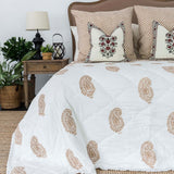 Kolka Quilted Euro Cushion Cover Sham Pillow Case Decorative - Beige - 45-Degree Angle