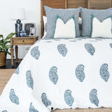 Kolka Indigo Quilted Euro Cushion Cover Sham Pillow Case Decorative - Blue - Top-Down View