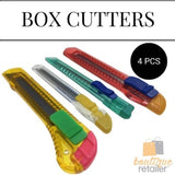 4x BOX CUTTER Knife Retractable Blade Snap Off Razor Durable Opener Slide Lock - 45-Degree Angle