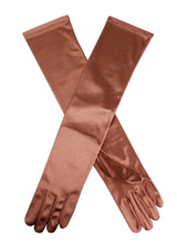 Dents Womens Long Above Elbow Satin Gloves  - Bronze - Side View