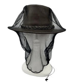 Deluxe MOSQUITO HAT NET Head Protector Bee Bug Mesh Mozzie Insect Fishing Fly - Black - Front View