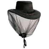Deluxe MOSQUITO HAT NET Head Protector Bee Bug Mesh Mozzie Insect Fishing Fly - Black - Top-Down View