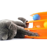 Funny Cat Toy Plastic Tower Interactive Track Ball Playing Game - Assorted Colours - Rear View