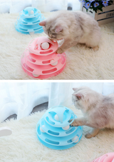Funny Cat Toy Plastic Tower Interactive Track Ball Playing Game - Assorted Colours - Extra Image