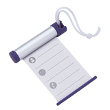6x Funky Luggage Cylinder Tag Rollout Label for Address Details - Silver/Blue - Side View