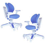 Ergonomic Children Kids Study Chair Set of 2 Height Adjustable - Blue - Front View