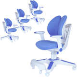 Ergonomic Children Kids Study Chair Set of 4 Height Adjustable - Blue - Front View