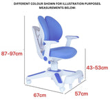 2x Ergonomic Children Kids Study Chairs Height Adjustable - Pink - 45-Degree Angle
