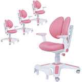 4x Ergonomic Children Kids Study Chairs Height Adjustable - Pink - Front View