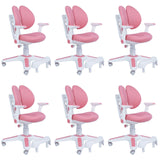 6x Ergonomic Children Kids Study Chairs Height Adjustable - Pink - Front View