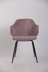 Set of 2 Dining Chairs with Corduroy Cord Fabric in Pink - Side View
