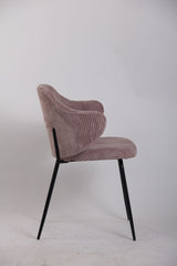 Set of 2 Dining Chairs with Corduroy Cord Fabric in Pink - Top-Down View