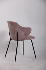 Set of 2 Dining Chairs with Corduroy Cord Fabric in Pink - 45-Degree Angle