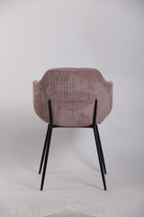 Set of 2 Dining Chairs with Corduroy Cord Fabric in Pink - Rear View