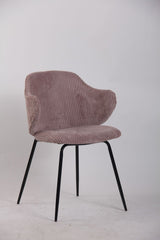 Set of 2 Dining Chairs with Corduroy Cord Fabric in Pink - Close-Up Angle