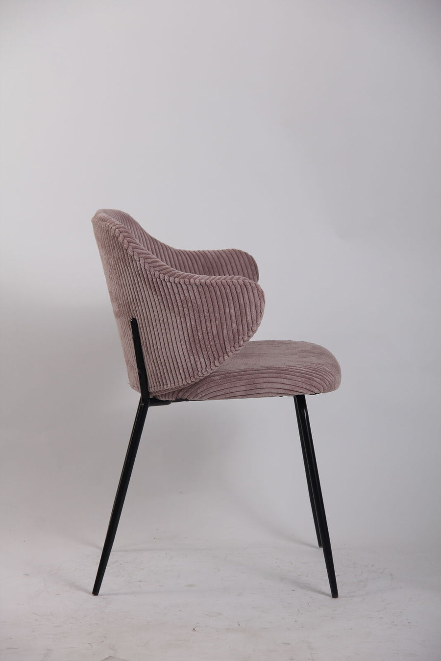 Set of 6 Dining Chairs with Corduroy Cord Fabric in Pink