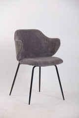 Set of 2 Dining Chairs with Corduroy Cord Fabric in Dark Grey Lincoln - Close-Up Angle
